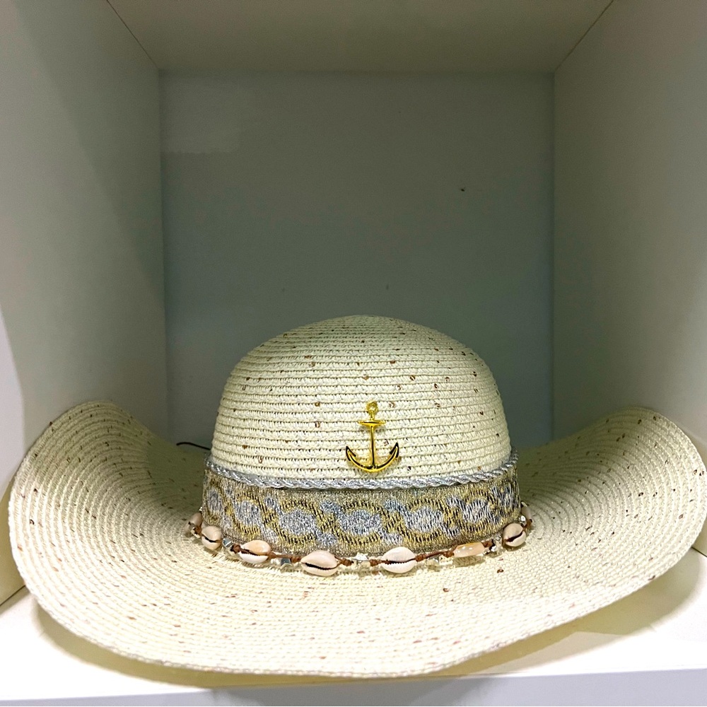 Beautiful handmade hat with gold anchor